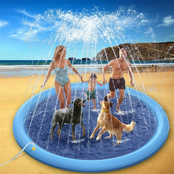 100/170cm Summer Pets Swimming Pool - Inflatable Water Sprinkler Pad & Cooling Mat, Outdoor Interactive Fountain Toy for Dogs - Image 5