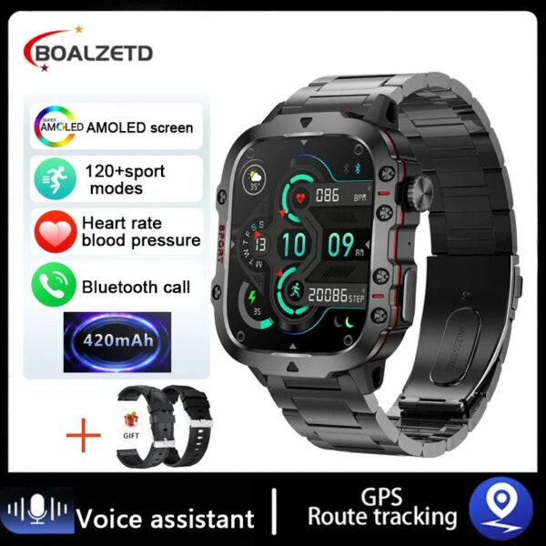 2024 New For Xiaomi Military Smart Watch Men IP68 5ATM Outdoor Sports Fitness Tracker Health Monitor 1.96 BT Call Smartwatch - Image 14
