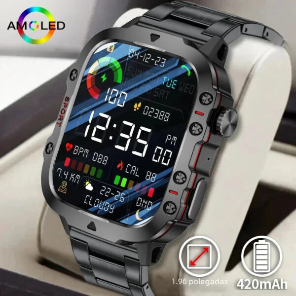 2024 New For Xiaomi Military Smart Watch Men IP68 5ATM Outdoor Sports Fitness Tracker Health Monitor 1.96 BT Call Smartwatch - Image 3
