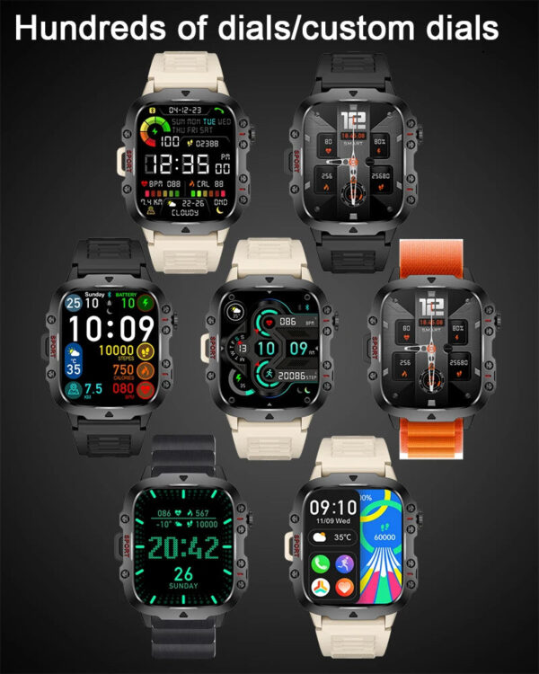 2024 New For Xiaomi Military Smart Watch Men IP68 5ATM Outdoor Sports Fitness Tracker Health Monitor 1.96 BT Call Smartwatch - Image 7