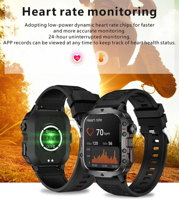 2024 New For Xiaomi Military Smart Watch Men IP68 5ATM Outdoor Sports Fitness Tracker Health Monitor 1.96 BT Call Smartwatch - Image 8