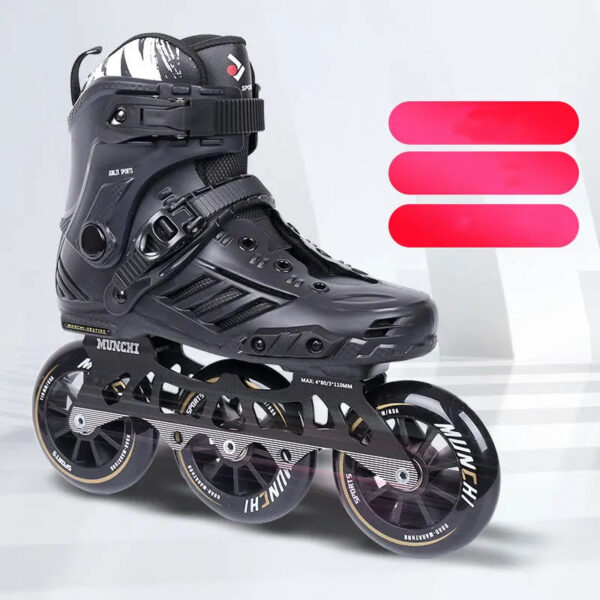 3 Wheels Professional Roller Skates Adult Youth leisure Inline Skating Shoes Figure Skating Black Sneakers Shoes size 36-46 - Image 9