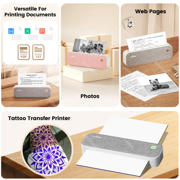 A4 Thermal Printers Wireless Tattoo Transfer Bluetooth USB Mobile Printer Machine Text PDF Document Printing Maker with Paper - Image 7
