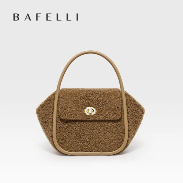 BAFELLI NEW 2023 WOMEN'S HANDBAG WINTER WOOL FASHION BENTO EVENING LEATHER ORIGINAL STYLE LUXURY BRAND PURSE SHOULDER CASUAL - Image 12