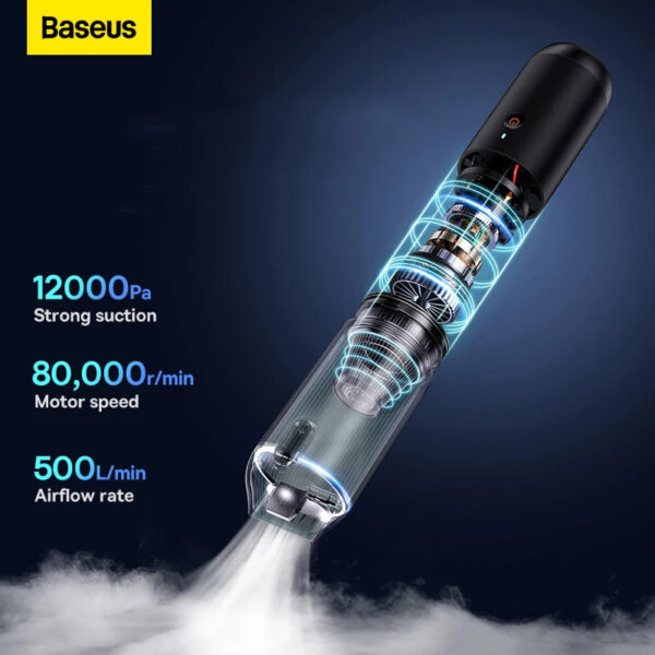 Baseus A3 Lite 12000Pa Car Vacuum Cleaner Airflow Pump Wireless Portable Car Cleaner Mini Vacuum Cleaner For Car Home Office - Image 3