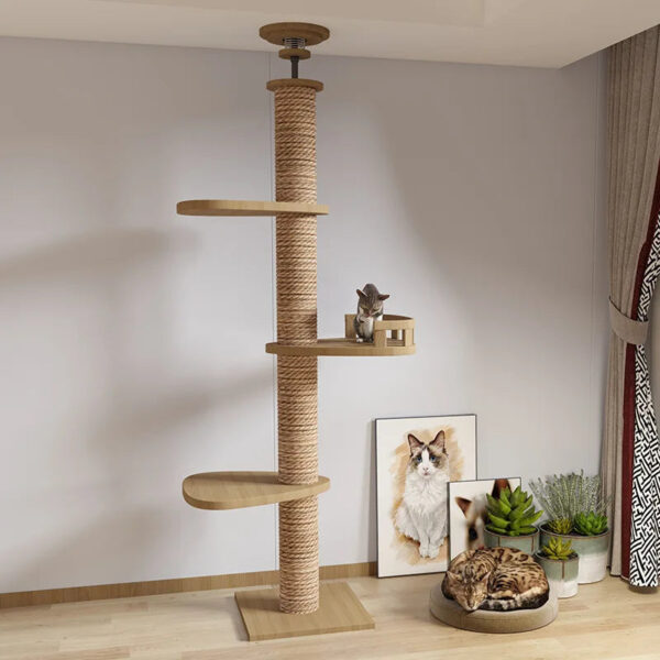 Solid Wooden Adjustable Multilayer Cat Tree Tower for Kittens and Pets Furniture - Image 5