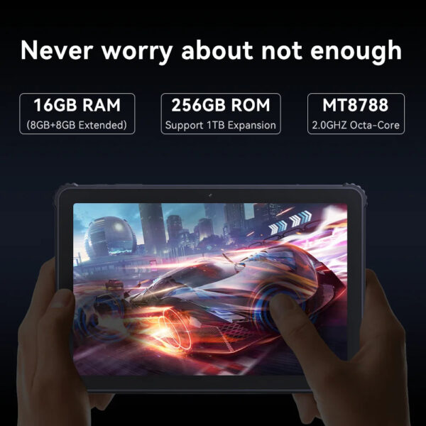 Cubot TAB KINGKONG, Rugged Tablet Android 13, IP68 Waterproof, 16GB RAM(8GB+8GB Extended), 256GB ROM, 10600mAh,10.1 FHD+ Screen - Image 5