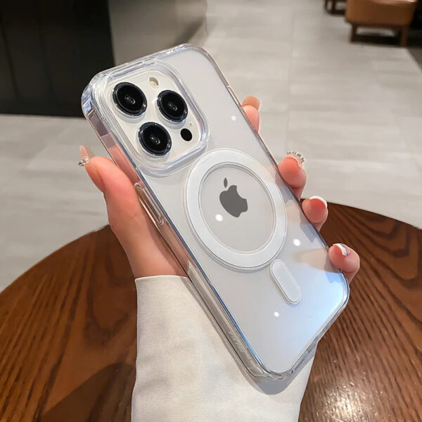 For Magesafe Magnetic Transparent Wireless Charge Case For iPhone 11 12 13 14 15 Pro Max Plus Mini X 7 8 SE Shockproof PC Cover - Image 3