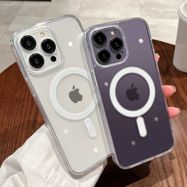 For Magesafe Magnetic Transparent Wireless Charge Case For iPhone 11 12 13 14 15 Pro Max Plus Mini X 7 8 SE Shockproof PC Cover - Image 5