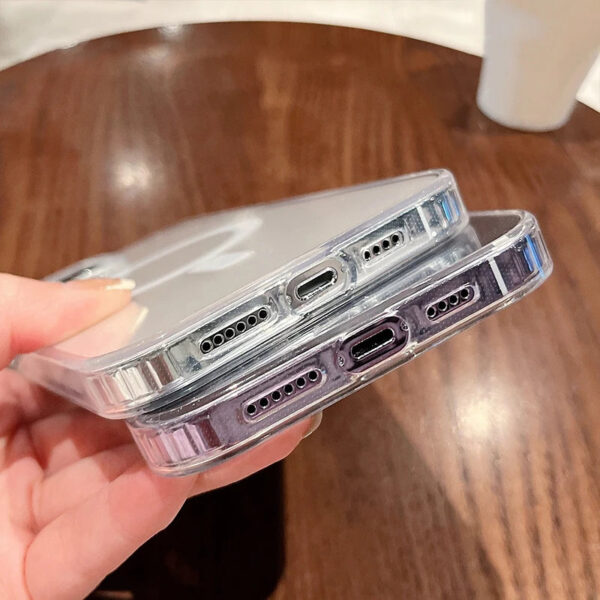 For Magesafe Magnetic Transparent Wireless Charge Case For iPhone 11 12 13 14 15 Pro Max Plus Mini X 7 8 SE Shockproof PC Cover - Image 7