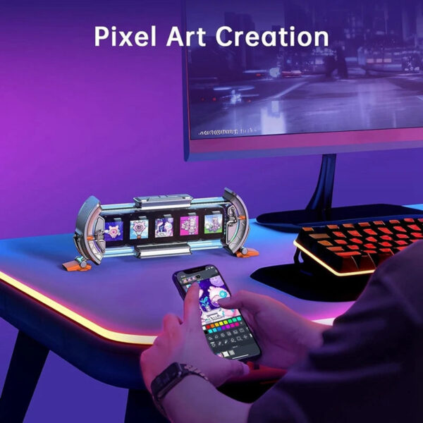 Gaming Setup Clock With Smart APP Control, Wifi Connect, RGB LED Display, Personalized Dashboard, Pixel Art - Image 4