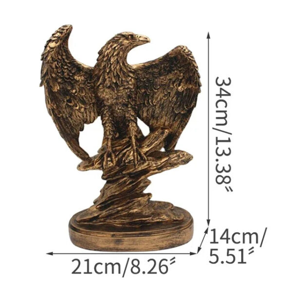 Golden Bald Eagle Statue Home Decor Statue, Office Decoration Resin Art Crafts, Resin Animal Crafts Golden Eagle Spreading Wings - Image 2