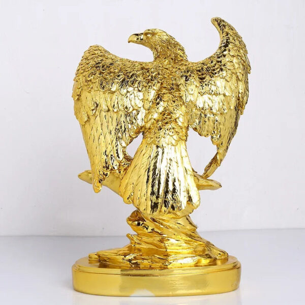 Golden Bald Eagle Statue Home Decor Statue, Office Decoration Resin Art Crafts, Resin Animal Crafts Golden Eagle Spreading Wings - Image 3