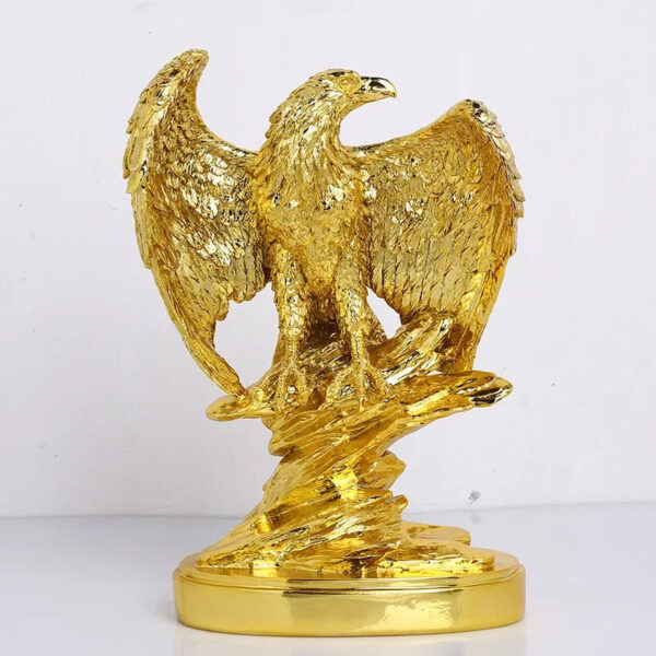 Golden Bald Eagle Statue Home Decor Statue, Office Decoration Resin Art Crafts, Resin Animal Crafts Golden Eagle Spreading Wings - Image 4