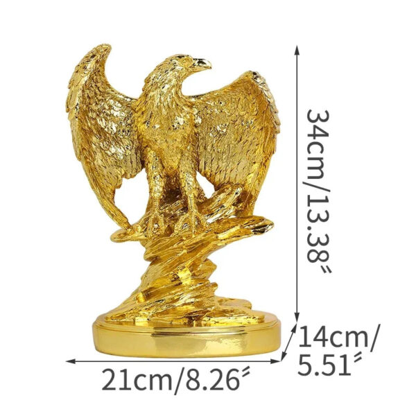 Golden Bald Eagle Statue Home Decor Statue, Office Decoration Resin Art Crafts, Resin Animal Crafts Golden Eagle Spreading Wings - Image 6