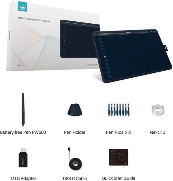 HUION HS611 Graphic Digital Drawing Tablet 266PPS Graphics Pen Tablet Multimedia Keys Three Colors For PC Android - Image 10