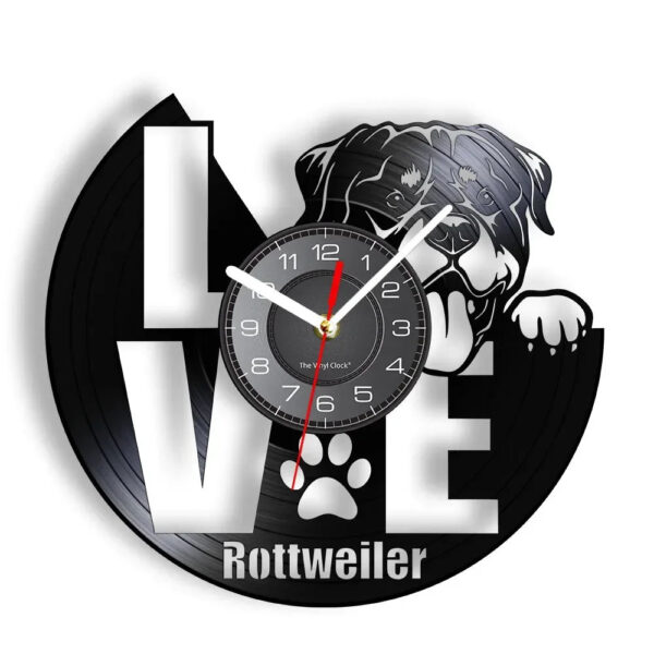 I Love Rottweiler Glow-in-the-Dark Vinyl LP Record Wall Clock - Cute Dog Puppy Art Decor for Pet Owners - Image 3