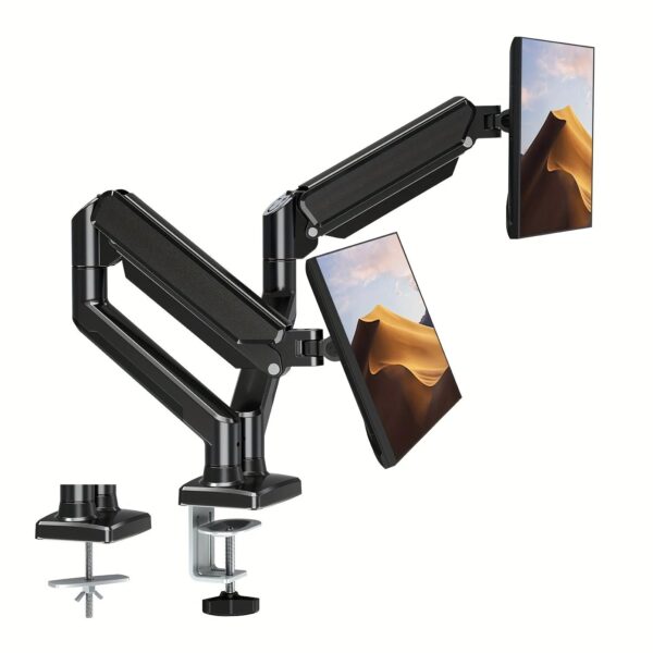 Monitor Stand for 13-32 inches Screens, Dual Monitor Mount Gas Spring, Dual Monitor Arm Full Motion Adjustable - Image 2