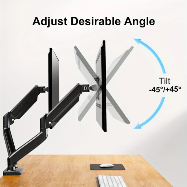 Monitor Stand for 13-32 inches Screens, Dual Monitor Mount Gas Spring, Dual Monitor Arm Full Motion Adjustable - Image 7