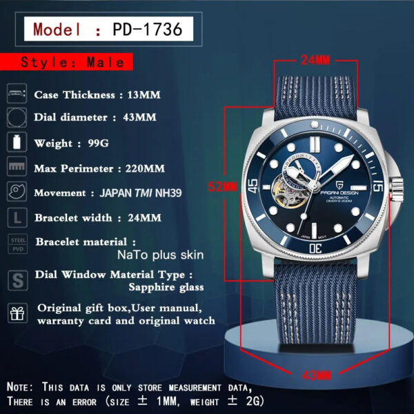 PAGANI DESIGN Brand Sports Men Mechanical Watch Fashion Sapphire 200M Waterproof Automatic Timecode Relogio Masculino 2024 New - Image 5