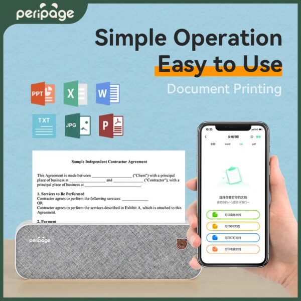 Peripage A4 Printer Paper Mini Inkless A40 Portable Thermal Wireless Bluetooth Printer Maker for Phone Photo Document Office Use - Image 3