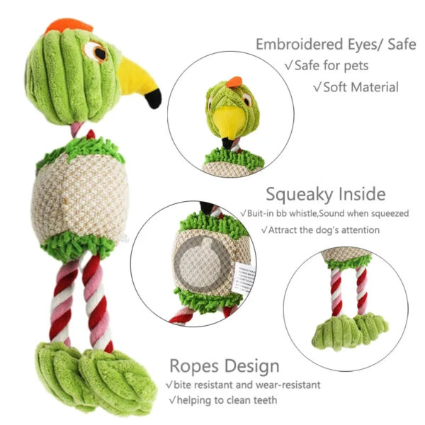 Funny Bird Shaped Plush Squeak Chew Ropes Toy - Interactive Dog Toys for Small & Large Pets - Image 6