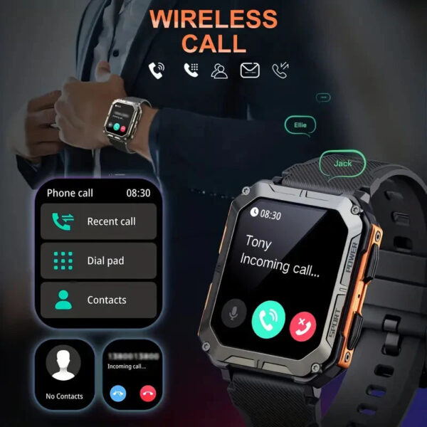 SENBONO 2024 Men's Smartwatch – BT Call, 380mAh Battery, Fitness Tracker with 123 Sport Modes, Sleep Monitoring – Compatible with Android & iOS - Image 5