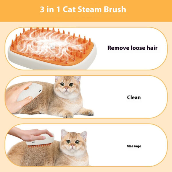 USB Rechargeable Pet Grooming Massage Comb with Steam Brush & Spray - Image 7