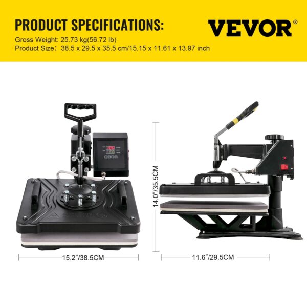 VEVOR Combo Heat Press Machine 5/6/8 in 1 30*38CM 38*38CM Muntifunctional Sublimation Printer Transfer for Mug Hat Plate T-Shirt - Image 13