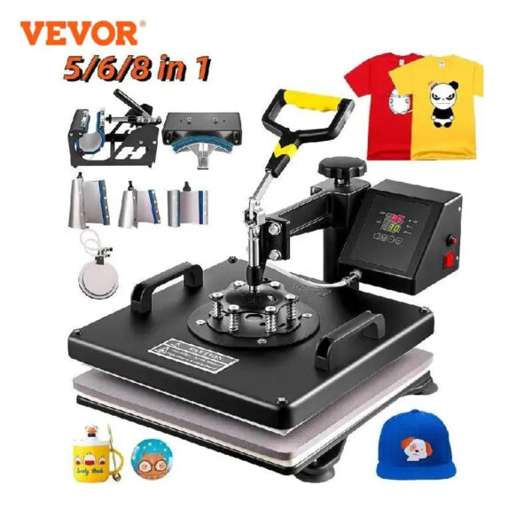 VEVOR Combo Heat Press Machine 5/6/8 in 1 30*38CM 38*38CM Muntifunctional Sublimation Printer Transfer for Mug Hat Plate T-Shirt - Image 8