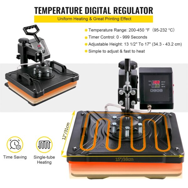 VEVOR Combo Heat Press Machine 5/6/8 in 1 30*38CM 38*38CM Muntifunctional Sublimation Printer Transfer for Mug Hat Plate T-Shirt - Image 10