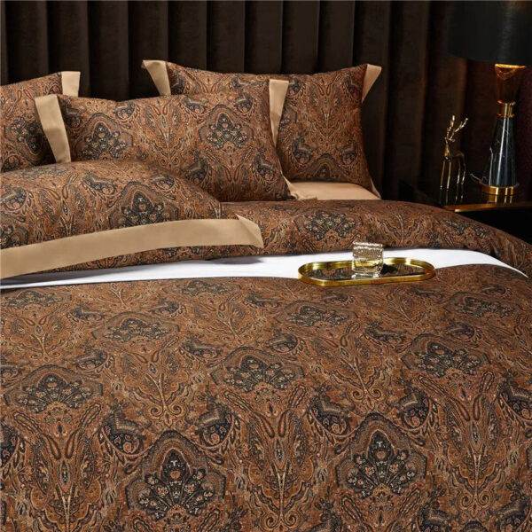 Vintage Brown Chocolate Boho Duvet Cover Set Queen King 4Pcs Luxury 1000TC Egyptian Cotton Soft Bedding Bed Sheet Pillowcases - Image 13